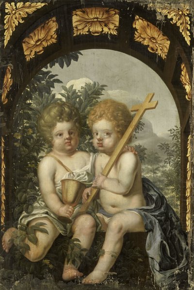 Christelijke Allegorie met twee Kinderen met Kruis en Kelk door Anonymous