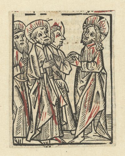 Christus met drie discipelen door Anonymous
