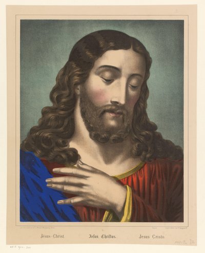 Christus met hand voor zijn borst door Anonymous