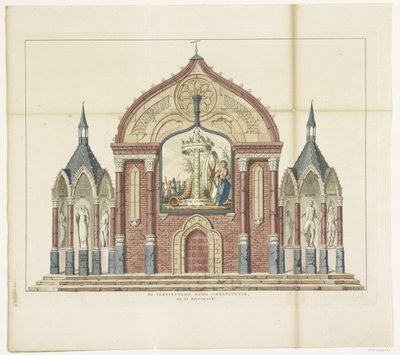 De Vernietiging van de Oude Constitutie, decoratie op de Botermarkt, 1795 door Anonymous