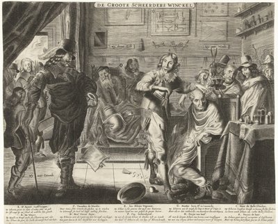 De boer in de grote barbierswinkel, ca. 1650 door Anonymous