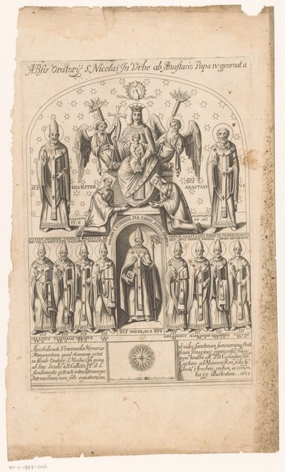 De heilige Nicolaas omgeven door pausen door Anonymous