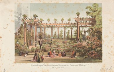 De veranda op de Tentoonstelling van Bloemen in het Paleis voor Volksvlijt, 10-15 April 1869 door Anonymous