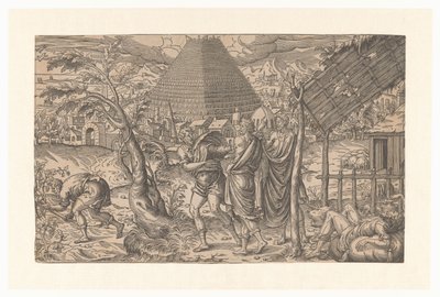 Dronkenschap van Noach en Toren van Babel door Anonymous