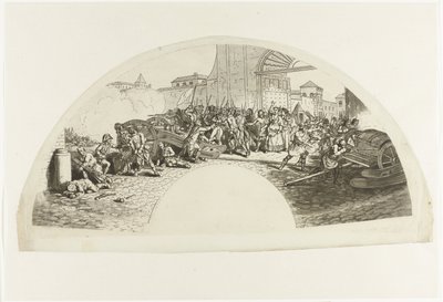 Dood van de Spaanse patriotten Luis Daoiz en Pedro Velarde y Santillán bij de verdediging van Madrid tegen de Franse troepen in het Parque de Artilleria op 2 mei 1808 door Anonymous