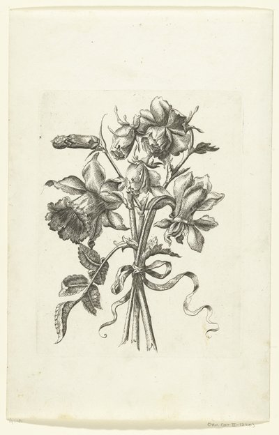 Drie bloemen, waaronder een narcis en een anjer door Anonymous
