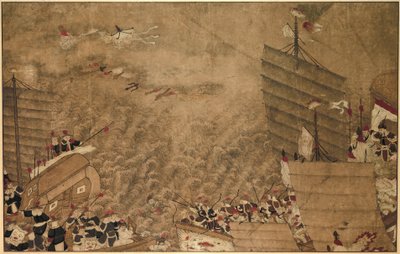 Een zeeslag tussen Japanse zeerovers en Chinezen door Anonymous