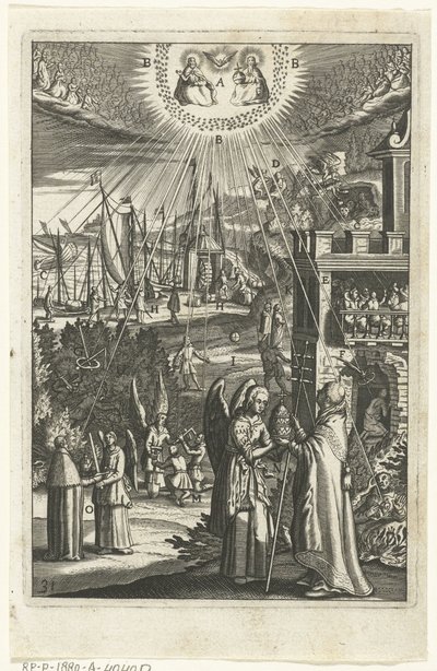 Embleem met de mens die zich in alles bewust is van de alomtegenwoordigheid van God door Anonymous