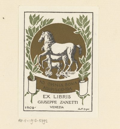 Ex libris van Giuseppe Zanetti door Anonymous