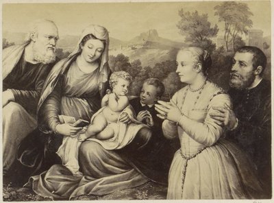 Heilige Familie en stichters (fotoreproductie) door Anonymous
