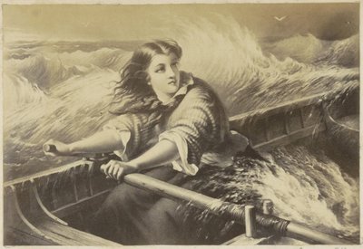 Roeiende vrouw in een storm (fotoreproductie) door Anonymous