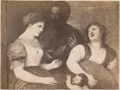 Fotoreproductie van het schilderij Allegorie van de liefde naar Titiaan door Anonymous