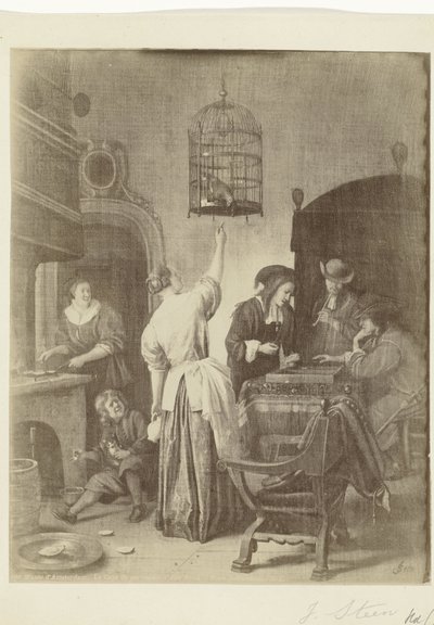De papegaaiekooi van Jan Steen door Anonymous