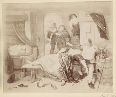 Fotoreproductie van het schilderij Het dronken paar door Jan Steen door Anonymous
