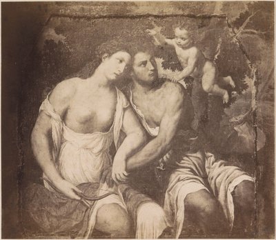 Fotoreproductie van het schilderij Venus en Adonis naar Paris Bordone door Anonymous