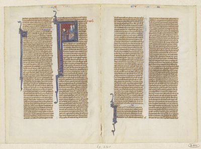 Fragment uit een bijbel, het boek der Koningen, hoofdstuk 2: David knielt voor Saul door Anonymous