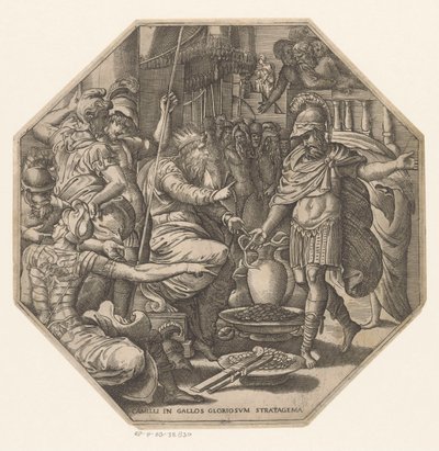Furius Camillus voor een koning door Anonymous