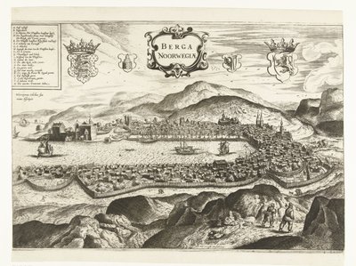 Gezicht op Bergen (Noorwegen), 1665 door Anonymous