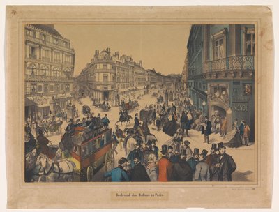 Gezicht op de Boulevard des Italiens te Parijs door Anonymous