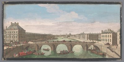 Gezicht op de Pont Royal over de rivier de Seine te Parijs, gezien richting de Pont Neuf door Anonymous