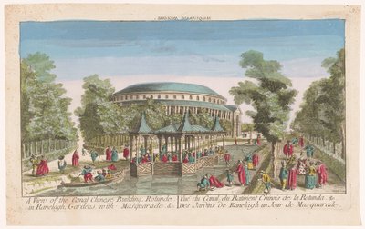 Gezicht op de Rotunda en het Chinese paviljoen op het kanaal in Ranelagh Gardens te Londen met een gemaskerd bal door Anonymous