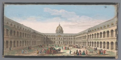 Gezicht op de binnenplaats van het Hôtel des Invalides te Parijs door Anonymous