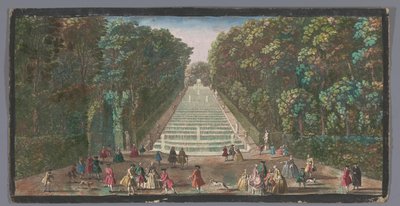Gezicht op de cascades van de tuin van het Château de Marly door Anonymous