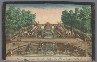 Gezicht op de cascades van de tuin van het Château de Saint-Cloud door Anonymous