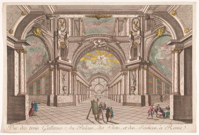 Gezicht op de drie galerijen van het Paleis van de Kunst en de Wetenschap te Rome door Anonymous