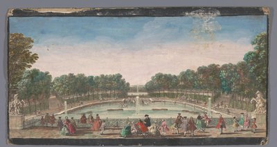 Gezicht op de drinkvijver van de tuin van het Château de Marly door Anonymous