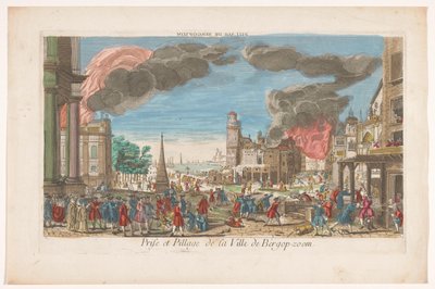 Gezicht op de inname en plundering van Bergen op Zoom door de Fransen in 1747 door Anonymous