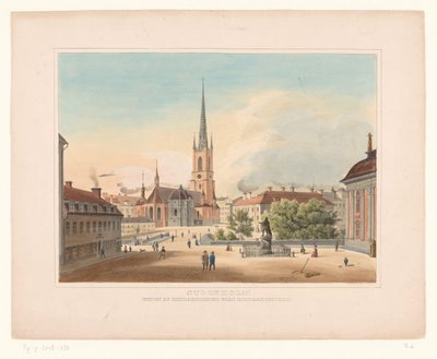 Gezicht op de kerk van Riddarholmen, te Stockholm door Anonymous