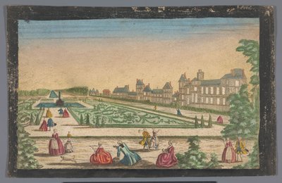 Gezicht op de tuin en het Palais de Fontainebleau door Anonymous