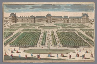 Gezicht op het Palais des Tuileries te Parijs gezien vanaf de Jardin des Tuileries door Anonymous