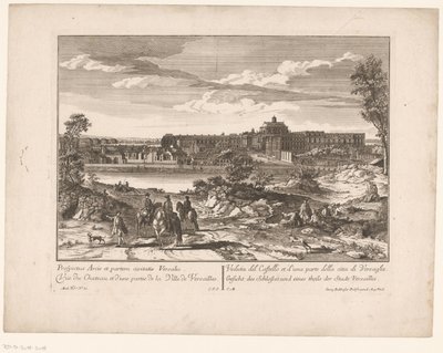 Gezicht op het Paleis van Versailles en een deel van de stad door Anonymous