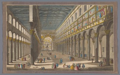 Gezicht op het interieur van de kerk Sint-Paulus buiten de Muren te Rome door Anonymous