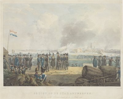 Gezigt op de stad Antwerpen, den dag na het Bombardement, op den 28 October 1830 door Anonymous