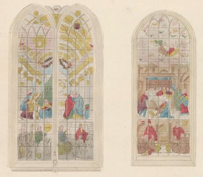 Glasramen in de Oude Kerk te Amsterdam, 1810-1825 door Anonymous