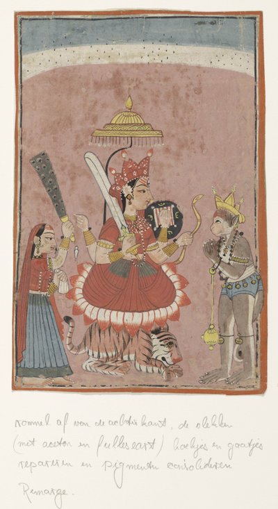 Godin Durga en Hanuman door Anonymous
