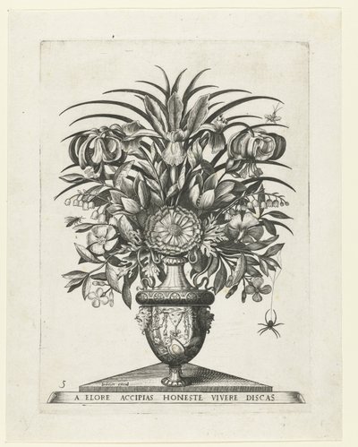Groteske vaas met twee mascarons ter weerszijden van een bukranion door Anonymous