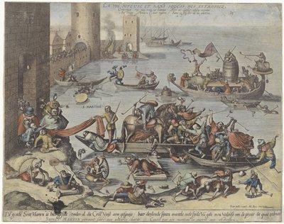 H. Martinus aan boord van een narrenschip door Anonymous