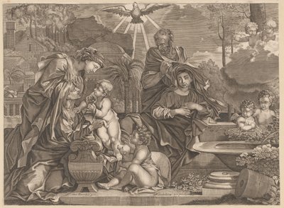 Heilige Familie met Elisabeth en Johannes door Anonymous