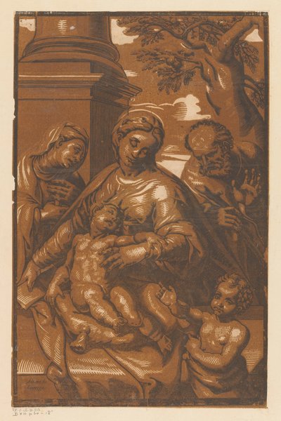 Heilige Familie met Johannes de Doper en Elisabet door Anonymous
