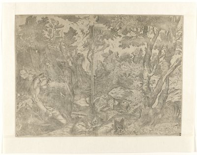Heilige Hieronymus in de wildernis door Anonymous