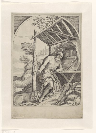 Heilige Hieronymus in de wildernis door Anonymous