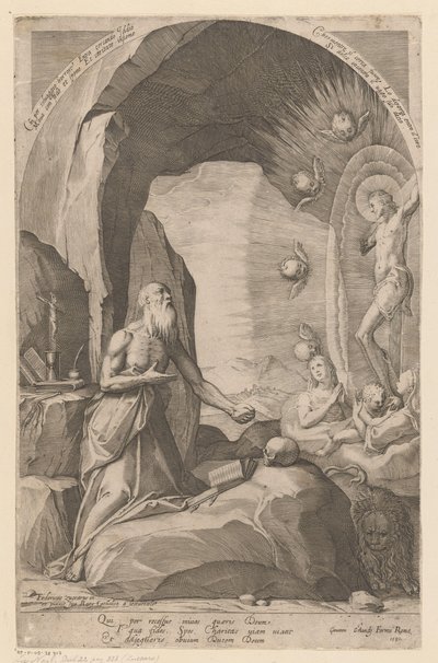 Heilige Hieronymus in de wildernis door Anonymous