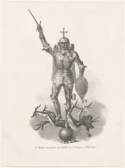 Heilige Michaël overwint de duivel met de Hollandse kaas, 1830 door Anonymous