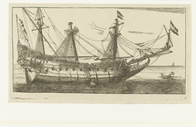 Het schip De Salamander (Zeegezichten en afbeeldingen van schepen) door Anonymous