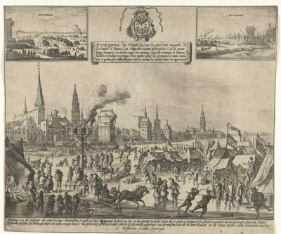 IJsvermaak op de bevroren Schelde te Antwerpen, 1684 door Anonymous