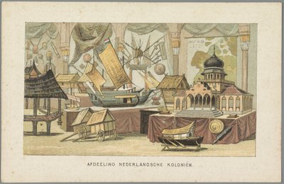 In het gebouw van de Nederlandse koloniën op de Wereldtentoonstelling in Amsterdam, 1883 door Anonymous